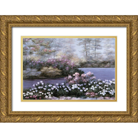 Still Waters Gold Ornate Wood Framed Art Print with Double Matting by Romanello, Diane