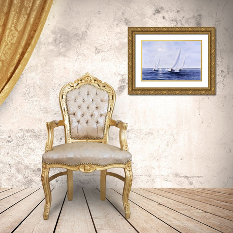 Blue Sails Gold Ornate Wood Framed Art Print with Double Matting by Romanello, Diane
