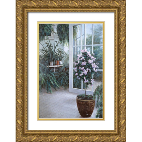 Patio Light Gold Ornate Wood Framed Art Print with Double Matting by Romanello, Diane