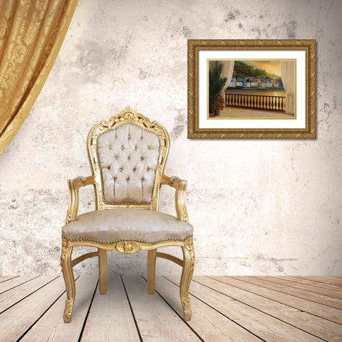 Italian View Gold Ornate Wood Framed Art Print with Double Matting by Romanello, Diane