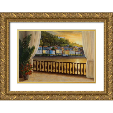 Italian View Gold Ornate Wood Framed Art Print with Double Matting by Romanello, Diane