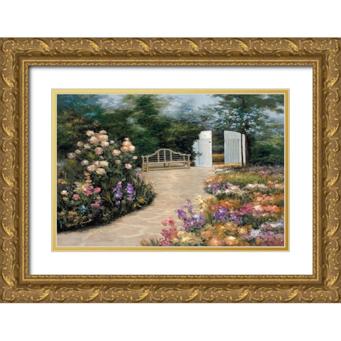Garden Enclave Gold Ornate Wood Framed Art Print with Double Matting by Romanello, Diane