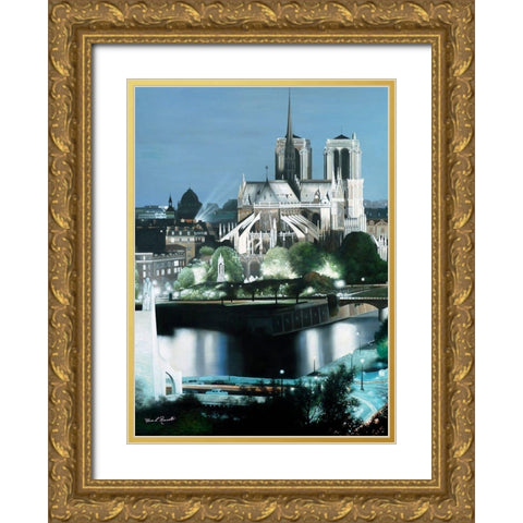 Notre Dame Gold Ornate Wood Framed Art Print with Double Matting by Romanello, Diane