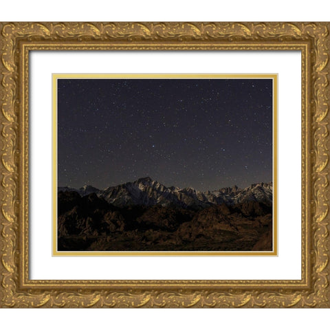 Mount Whitney Moon and Stars Gold Ornate Wood Framed Art Print with Double Matting by Severn, Shawn/Corinne