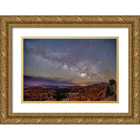 Milky Way over Bryce Canyon Gold Ornate Wood Framed Art Print with Double Matting by Severn, Shawn/Corinne