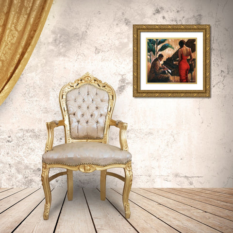 Enchanting Keys Gold Ornate Wood Framed Art Print with Double Matting by Stewart, Monica
