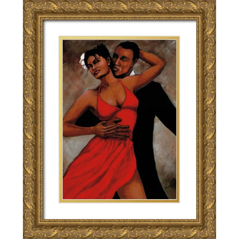 Fantasy in Red Gold Ornate Wood Framed Art Print with Double Matting by Stewart, Monica