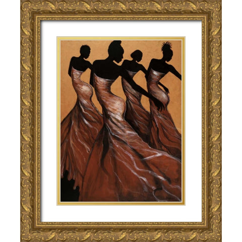 Flow Gold Ornate Wood Framed Art Print with Double Matting by Stewart, Monica