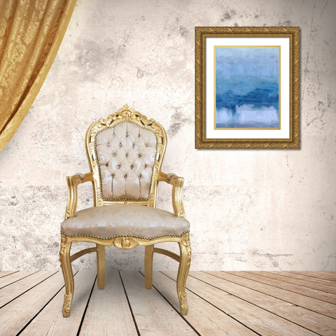 Cerulean Abstract Gold Ornate Wood Framed Art Print with Double Matting by Wiley, Marta
