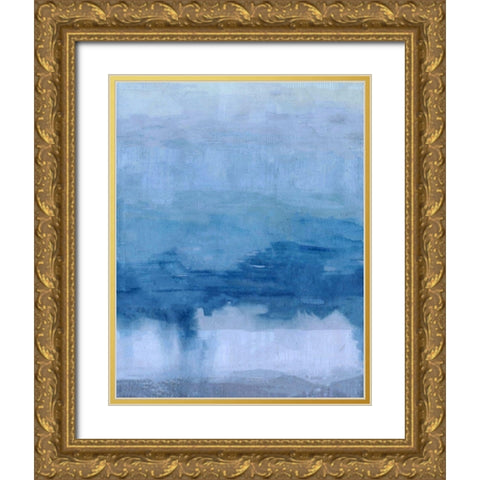 Cerulean Abstract Gold Ornate Wood Framed Art Print with Double Matting by Wiley, Marta