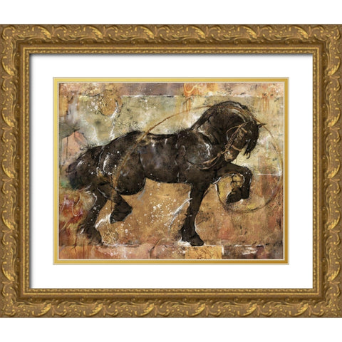 Fibonacci Horse Gold Ornate Wood Framed Art Print with Double Matting by Wiley, Marta