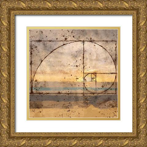 Fibonacci Shell Gold Ornate Wood Framed Art Print with Double Matting by Wiley, Marta