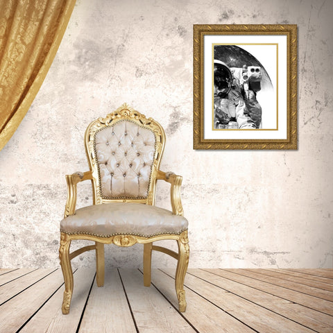 Modern Astronaut No. 1 Gold Ornate Wood Framed Art Print with Double Matting by Wong, Brandon