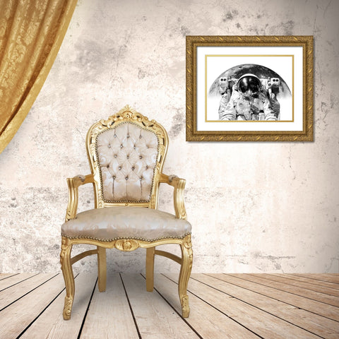 Modern Astronaut No. 2 Gold Ornate Wood Framed Art Print with Double Matting by Wong, Brandon
