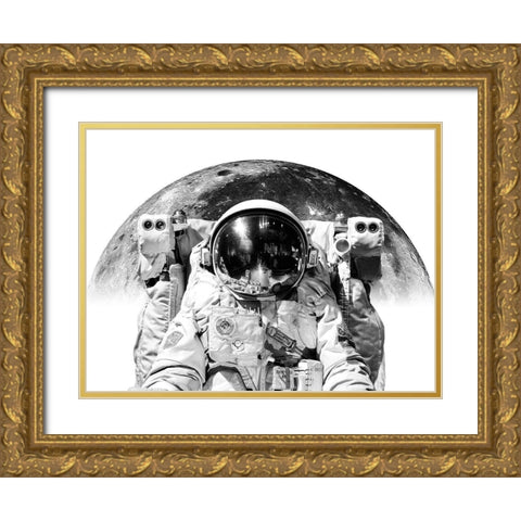 Modern Astronaut No. 2 Gold Ornate Wood Framed Art Print with Double Matting by Wong, Brandon