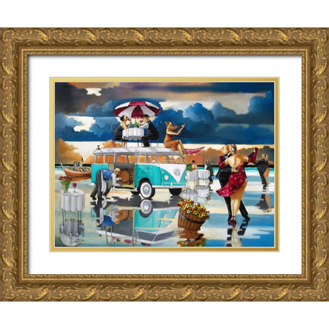 Cafe Helia Gold Ornate Wood Framed Art Print with Double Matting by West, Ronald