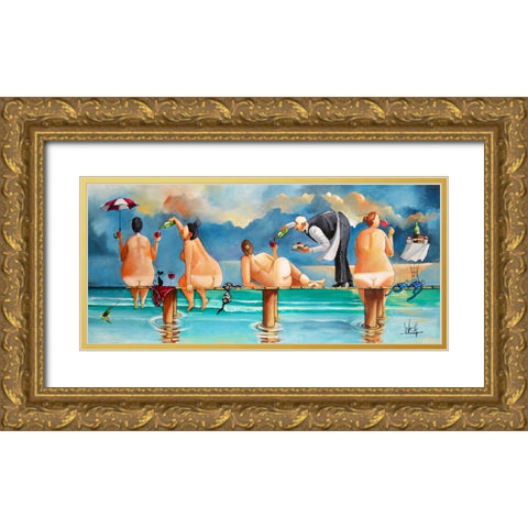 Ladies Afternoon II Gold Ornate Wood Framed Art Print with Double Matting by West, Ronald