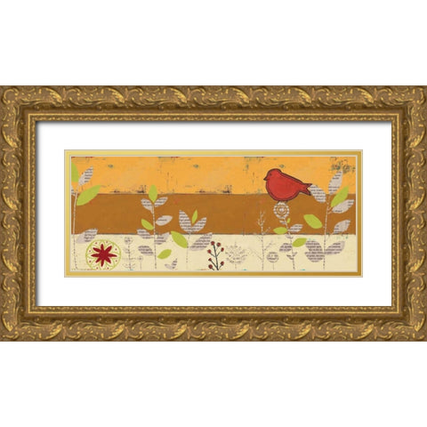 Le Jardin Press Panel IV Gold Ornate Wood Framed Art Print with Double Matting by Pinto, Patricia