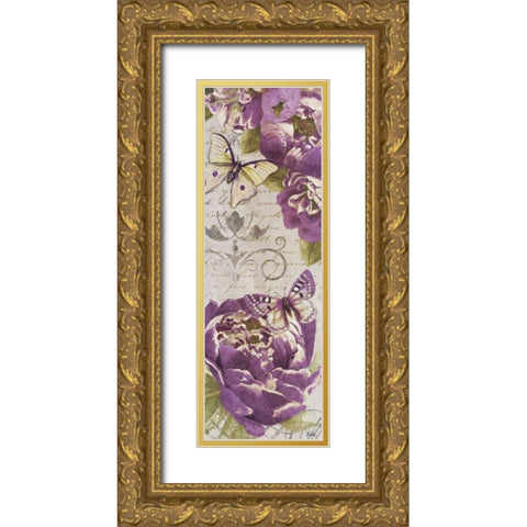 Beautiful Bouquet of Peonies Panel II Gold Ornate Wood Framed Art Print with Double Matting by Pinto, Patricia