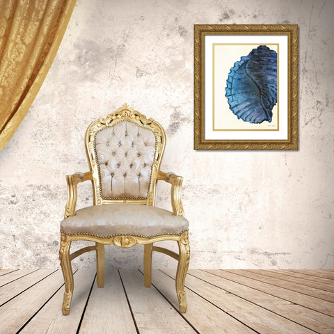 Blue Shell III Gold Ornate Wood Framed Art Print with Double Matting by Loreth, Lanie