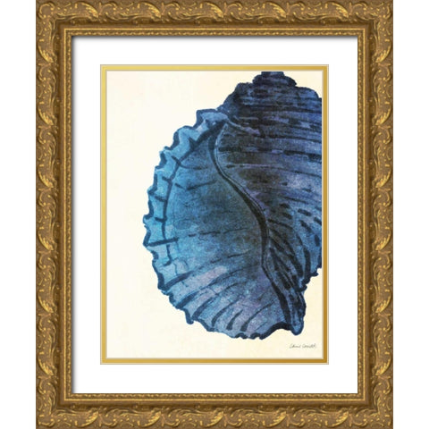 Blue Shell III Gold Ornate Wood Framed Art Print with Double Matting by Loreth, Lanie