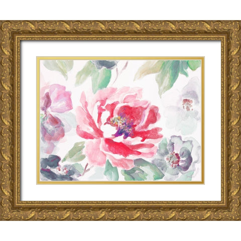 Floral Delicate Spring Gold Ornate Wood Framed Art Print with Double Matting by Loreth, Lanie