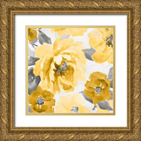 Yellow and Gray Floral Delicate II Gold Ornate Wood Framed Art Print with Double Matting by Loreth, Lanie