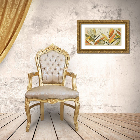 Autumn Palm Abstract Panel Gold Ornate Wood Framed Art Print with Double Matting by Loreth, Lanie