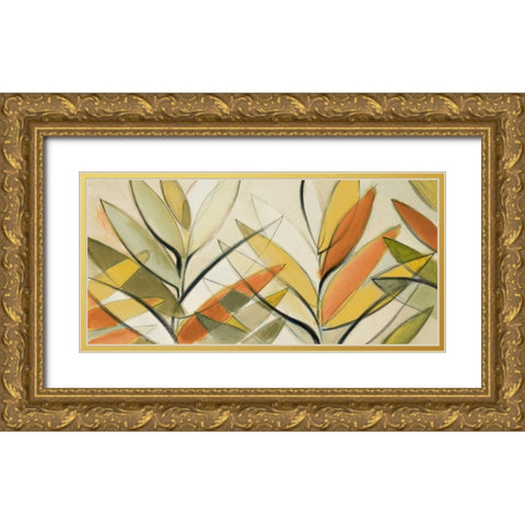 Autumn Palm Abstract Panel Gold Ornate Wood Framed Art Print with Double Matting by Loreth, Lanie