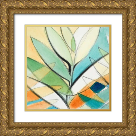 Palm Abstract II Gold Ornate Wood Framed Art Print with Double Matting by Loreth, Lanie