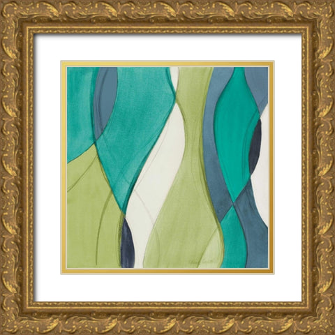 Coastal Greens Coalescence II Gold Ornate Wood Framed Art Print with Double Matting by Loreth, Lanie
