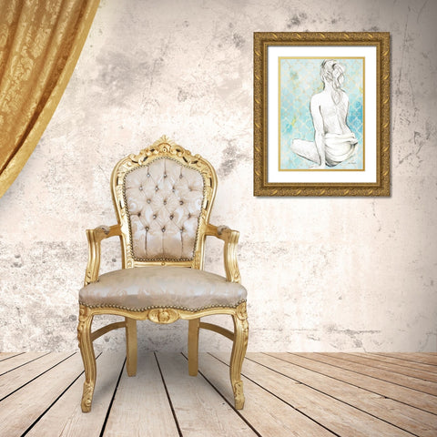 Woman Sitting on Pattern II Gold Ornate Wood Framed Art Print with Double Matting by Loreth, Lanie