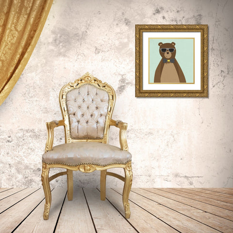 Hipster Bear II Gold Ornate Wood Framed Art Print with Double Matting by Studio, Sd Graphics