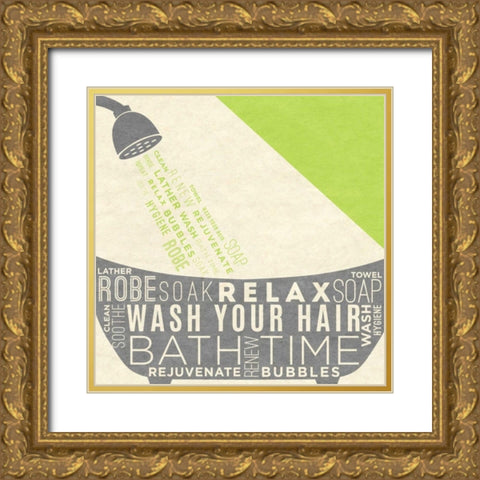 Lime Bath Time I Gold Ornate Wood Framed Art Print with Double Matting by SD Graphics Studio