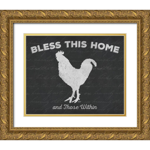 Bless This Home And Those Within Gold Ornate Wood Framed Art Print with Double Matting by Metz, Andi