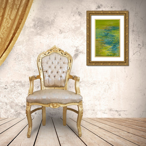 The Lake Gold Ornate Wood Framed Art Print with Double Matting by Mercado, M.