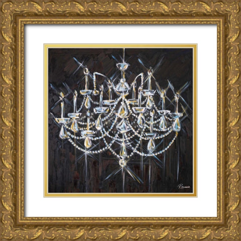 Chandelier II Gold Ornate Wood Framed Art Print with Double Matting by French-Roussia, Heather A.
