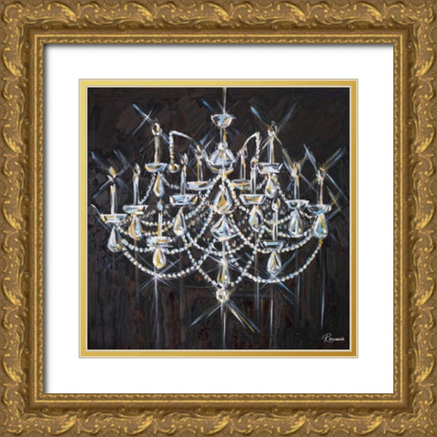 Chandelier II Gold Ornate Wood Framed Art Print with Double Matting by French-Roussia, Heather A.