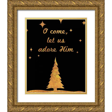 O Christmas I Gold Ornate Wood Framed Art Print with Double Matting by Studio, Sd Graphics