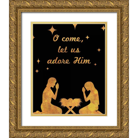 O Christmas I Gold Ornate Wood Framed Art Print with Double Matting by Studio, Sd Graphics
