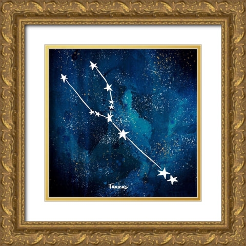 Taurus Gold Ornate Wood Framed Art Print with Double Matting by Papa, Kat