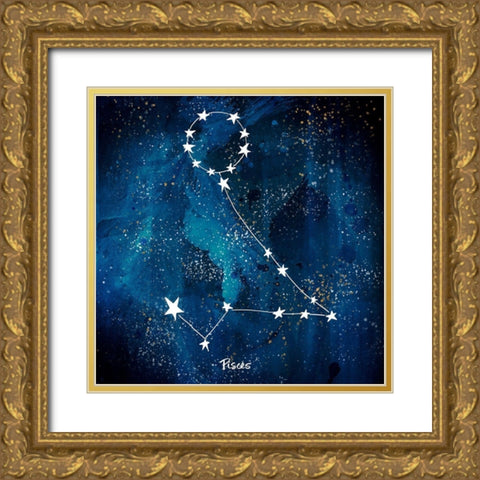 Pisces Gold Ornate Wood Framed Art Print with Double Matting by Papa, Kat