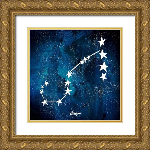Scorpio Gold Ornate Wood Framed Art Print with Double Matting by Papa, Kat