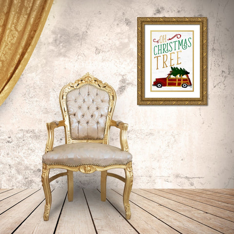 Oh Christmas Tree Gold Ornate Wood Framed Art Print with Double Matting by DeRice, Julie