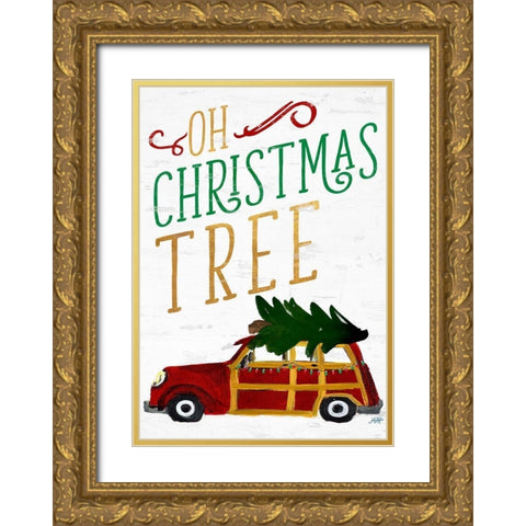 Oh Christmas Tree Gold Ornate Wood Framed Art Print with Double Matting by DeRice, Julie