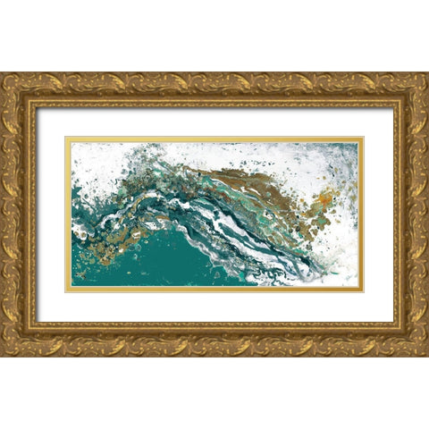 Turquoise Turbulence Gold Ornate Wood Framed Art Print with Double Matting by Pinto, Patricia