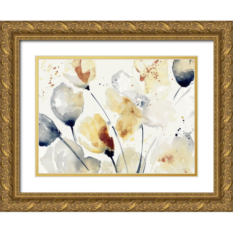 Autumn Abstract Floral Gold Ornate Wood Framed Art Print with Double Matting by Loreth, Lanie