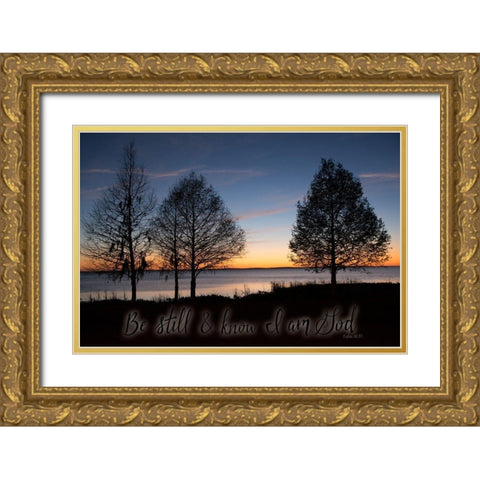 Be Still and Know I Am God Gold Ornate Wood Framed Art Print with Double Matting by ODell, Debbie