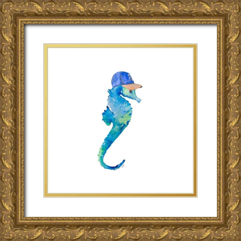 Baseball Seahorse Gold Ornate Wood Framed Art Print with Double Matting by Loreth, Lanie