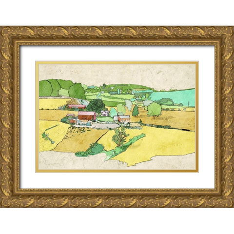 Large Farm Gold Ornate Wood Framed Art Print with Double Matting by Mabat, Ynon